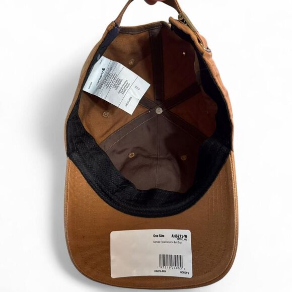 Carhartt Women's Tan adjustable baseball cap with gray embroidered floral logo - Picture 5 of 8